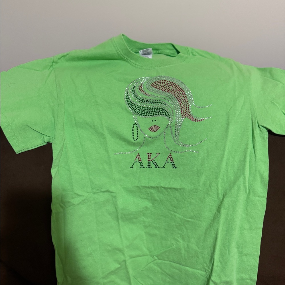 AKA Green T-Shirt with Rhinestone Design